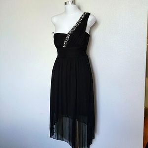 High low one shoulder party dress